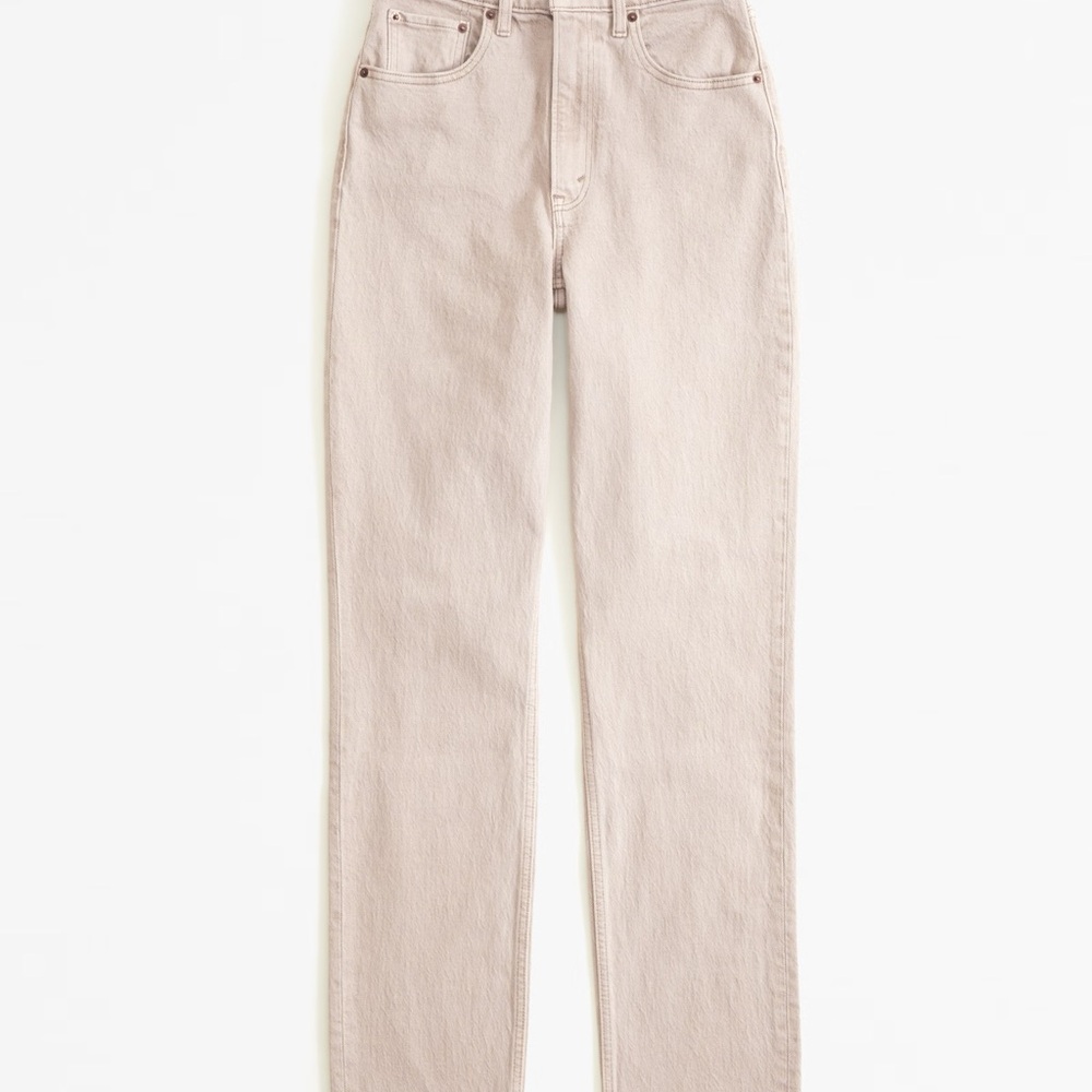 Beige Straight-Leg Jeans